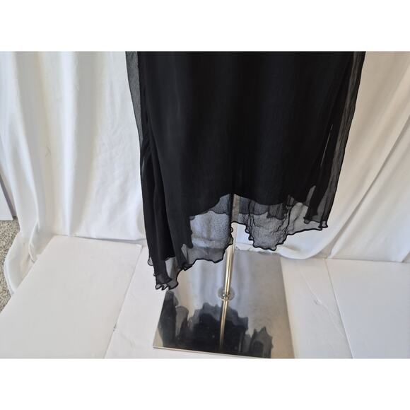 Vintage Collette Dinnigan 100% Silk Black Y2K Gown Dress Medium Embellished - Picture 4 of 12
